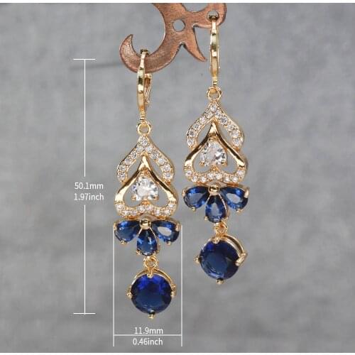 Luxury Drop Earrings for Womens Dangle earrings Gold Filled Earring with round redZircon Trendy Jewelry for Wedding accessories