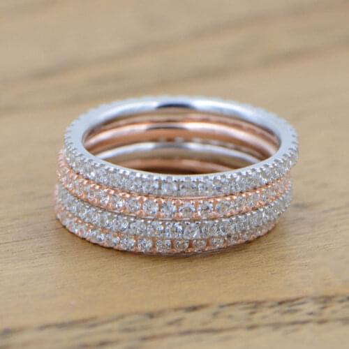 Real S925 Silver Color Rings for Women Simple Classic Wedding Ring with Stamp Exquisite Cz Female Wholesale Jewelry
