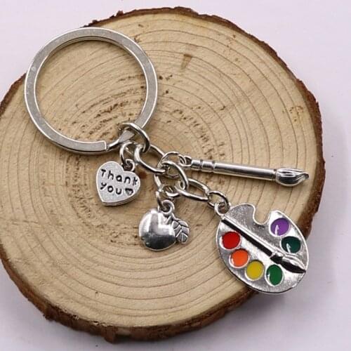 1Pcs Handmade Brush and Artboard Keychain Finding Palette Student Gift keyring Handmade Jewelry wholesale Retails