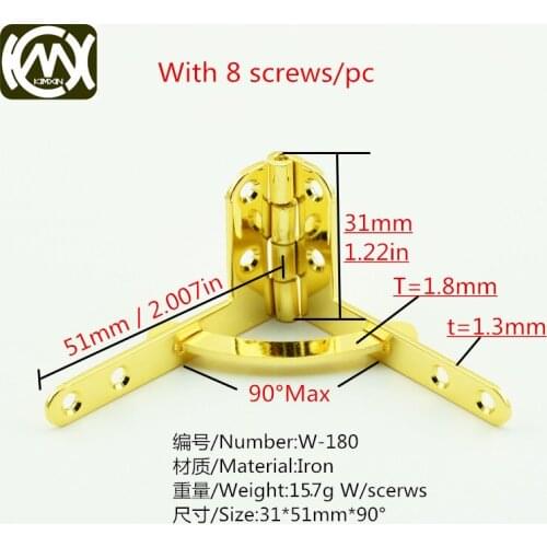 10pc 31mm*51mm 90 degree jewelry box hinges Wood box hardware accessories hinge Professional manufacturer manufacture KMX-W-180
