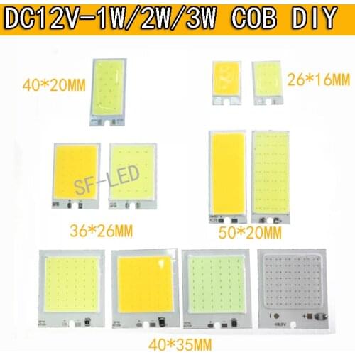 10PCS/Lot LED COB Strip 40*35 50*20 40*20 36*26 26*16mm Mix Square moudle 9V DC 2W 3W 4W 5W Cold White Car Reading Light Source