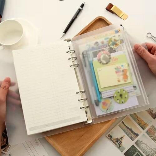 A6 Ring Binder PP Notebook Cover Accessory Office School Supplies Stationery Transparent 6 Holes Self-Styled Zipper Filing Bag