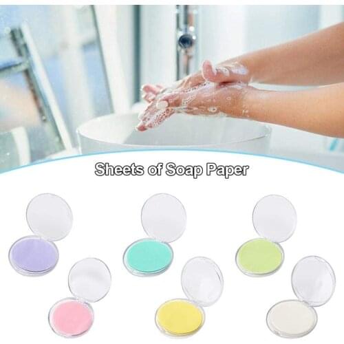 2boxes Disposable Soap Paper Clean Scented Slice Foaming Box Mini Paper Soap Outdoor Travel (1box=50pcs) jabon en laminas