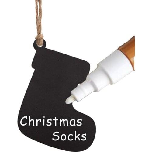 20pcs bothside blackboard message sign wood christmas decoration stocking christmas socks ornament gift tree hanging deco