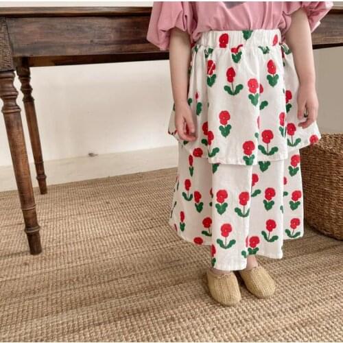 2021 new style girls printed ruffles skirt summer cotton fashion girls skirts 2-7 years YE111