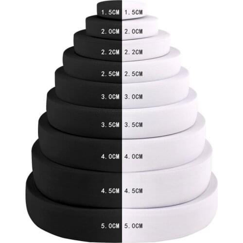 3/6/10/12/15/25/30/35/40/45/50/55/60mm White and Black Nylon Highest Elastic Band Garment Trousers Sewing DIY Accessories 1meter