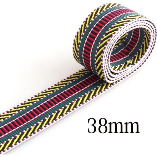 38MM Green Yellow Webbing Nylon Webbing Cotton Webbing Ribbon Pattern Ribbon woven belt woven Bag straps By the Yard 1.5 inch
