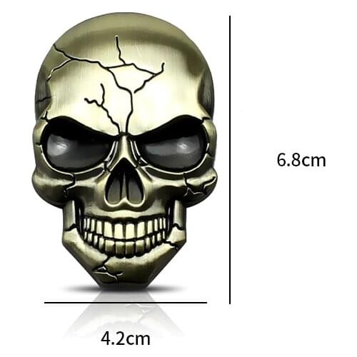 3D Bronze Auto Car Stickers Metal Skull Shape Chrome Badge Emblem Decal Motorbike Modified Car Accessories