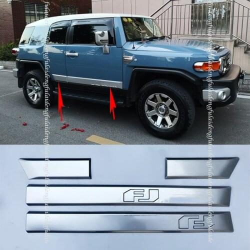 4PCS For Toyota FJ Cruiser 2006-2019 ABS Chromed Side Door Body Molding Trim Plate Anticollision Trim Car accessories