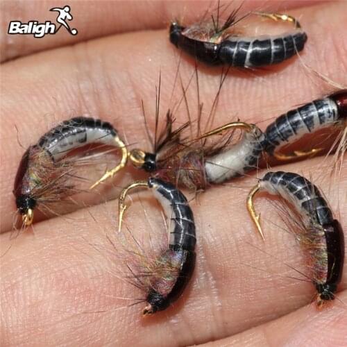6PCS #12 Woolly Worm Brown Caddis Nymph Fly Deer Hair Beetle Trout Fly Fishing Поддельная приманка Fly Bait Fishing Lure