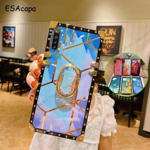 Diamond Metal Ring Stand Case For OPPO Reno 6 5 4 3 Pro SE 5Z 5G Watercolor Holder Soft Silicone Phone Cover For OPPO Reno 2Z