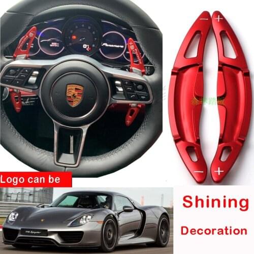 Aluminum Shifter Extension for Porsche 911 718 918 Macan Cayenne Panamera Car Steering Wheel Shift Paddle Shining Decoration