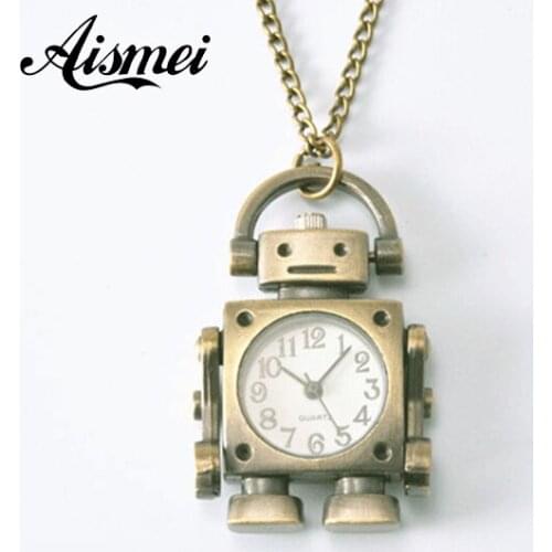 Antique Retro Vintage Alien Round Rectangle Bicycle Metal Steampunk Quartz Necklace Pendant Chain Small Pocket Watch For Gift