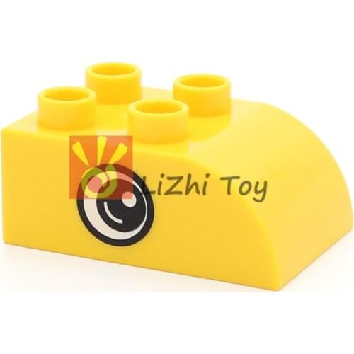 MOC Large Building Block Duplo 4302 Brick 2x3 with Curved Top with Eyes Big Size Assembled Accessories Bulk Part Children Toys