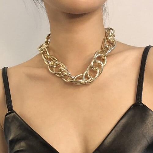 Chain On The Neck Thick Massive Chains Choker Grunge Girl Chokers Goth Jewelry Kpop Aesthetics Decorations For Girls Accessories