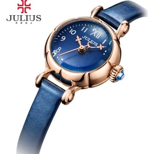 Mini Cute Pumpkin Design Julius Lady Children Womens Watch Japan Quartz Hours Top Fashion Leather Clock Girls Gift 969