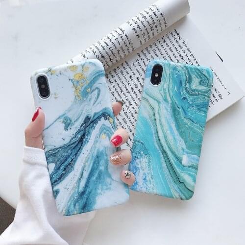 Luxury Flowing Matte Jade White Blue Gold Marble Phone Case For iPhone 7 8 Plus SE 2020 11 12 Mini XS Pro MAX XR X Cover Coques