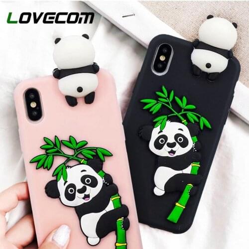 LOVECOM Cute 3D PaPa Panda Case For iPhone 12 Mini 11 XS Pro Max XR 6 6S 7 8 Plus X Candy Color Soft TPU Phone Back Cover Gift