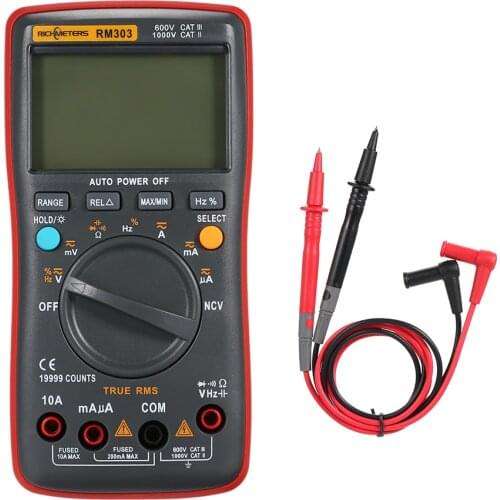 Digital Multimeter Tester RM303 True-RMS 19999 Counts Multimetro Auto Rang AC/DC Voltage Ammeter Current Ohm Transistor Tester