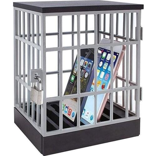 Mobile Phone Jail Cell Prison Lock Up Safe Smartphone Home Table Gadget quality Storage Box Locking Cage Party Storage DARK HERO