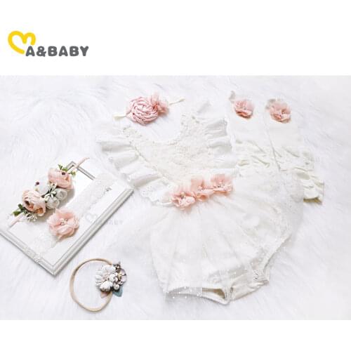 Ma&Baby 0-24M Newborn Infant Baby Girl Lace Flower Romper Princess Tulle Jumpsuit Birthday Party Costumes Baby Girl Clothes