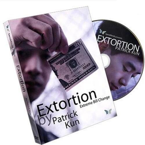 Extortion by Patrick Kun (DVD and Gimmick) Card Magic Tricks,Money Magic,Stage,Close up,Accessories,Mentalism,Comedy,Magician