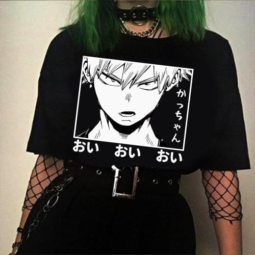 Janpanese Anime My Hero Academia Bakugou Katsuki Printed Short Sleeve T Shirt Tops Harajuku