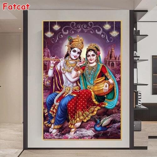 India Religion 5d diy diamond painting cross stitch full square/round drill Lord Radha Krishna Portrait embroidery kits PP1872