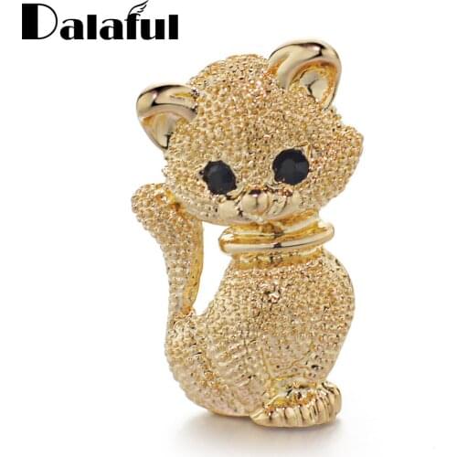 Exquisite Cute Little Cat Brooches Scarf Collar Pins Jewelry High Quality Gift Gold Color For Womens Men Animal Brooch Z070