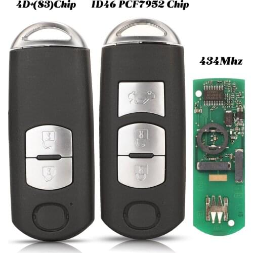 Jingyuqin 2/3 Buttons 4D+(83) /ID46 PCF7952 Chip 433Mhz Remote Smart Car Key Fob For MAZDA 2 6 Control Key Replacement