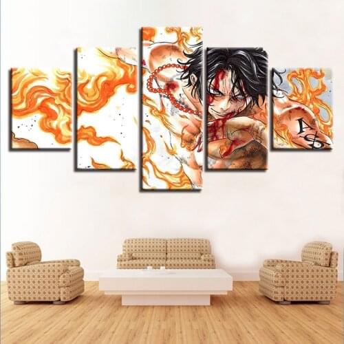 5 Pieces One Piece Modern Canvas Printed Painting Wall Art Anime Pictures For Living Room Modular Home Decoration