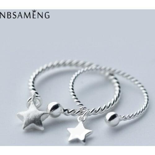 925 Sterling Silver Rings For Women Star Korean Wedding Rings Engagement Ring Adjustable Gift Jewelry Accessories Jewellery