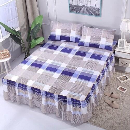3Pcs Bed Set Korean Printed Bed Skirt Bed Cover Student Dormitory Non-Slip Sheet Cover Bedroom 3D Lace Bed Skirt 2021