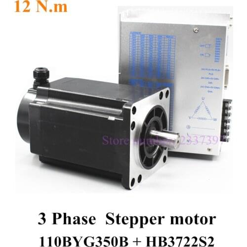 Hybird Servo 3 Phase Nema 43 Stepper Motor kit 12N.m 4.3A 110mm Step Motor 110BYG350B & AC110V/220V Digital Motor Driver HB3722S