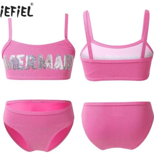 Fashion Letter Print Girls Swimwear Spring Summer Two Pieces Swimsuit Set Cute Lovely Baby Girls Children Bathing Suit