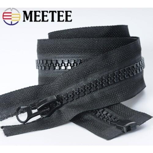 Meetee 8# Black White Resin Zipper Eco-friendly Open-end Zippers for Jackets Coat Sleeping Bag Tent Zips DIY Sewing Accessories
