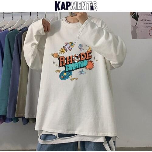 KAPMENTS Men Cartoon Kawaii Harajuku Graphic T Shirts 2021 Mens Vintage Japanese Streetwear Causal Tshirts Male Kpop Letter Tees