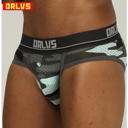 ORLVS Brand sexy gay briefs men jockstrap male underwear cueca tanga mesh slip homme for men calzoncillo bikini briefs OR187