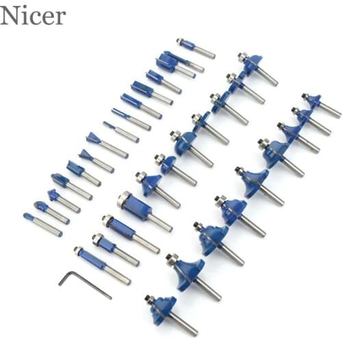 35PCS Router Bits Set Professional Shank 6mm Cutting Diameter Tungsten Carbide Router Bit Cutter Set Wooden Case Woodworking