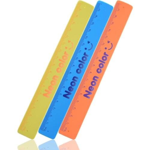 Pack of 3 Random Color 17cm Soft Shatterproof Flexible Ruler Wristband