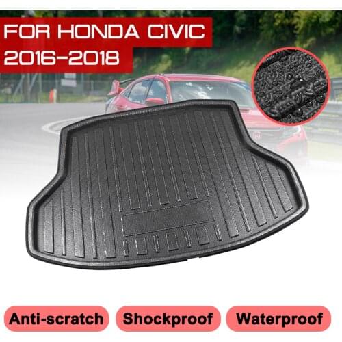 Floor Mats Car Rear Trunk Boot Mat Waterproof Anti Mud Tray Cargo Liner Carpet For Honda Civic 2016 2017 2018