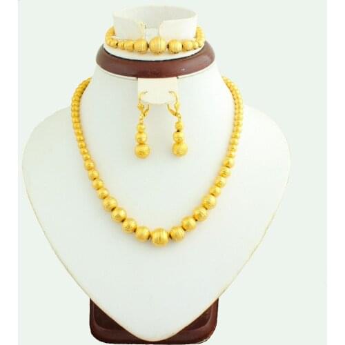 2020 New Fashion African Beads Jewelry Set Gold Trendy Dubai Bridal Wedding Jewelry Sets Gift JH Brand Necklace&earrings Set