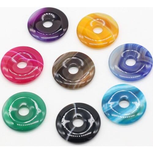 Wholesale Natural Stone Striped Agates Pendant Semi-precious Big Hole Beads for DIY Necklace Earring Making Jewelry Findings