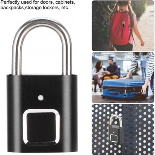 Fingerprint Padlock Portable USB Lock Anti-Theft Fingerprint Keyless Security Padlock for Luggage Backpack Cabinet