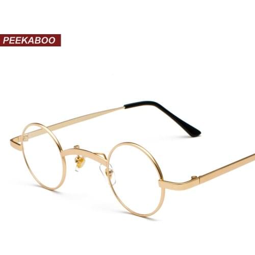 Peekaboo small round eyeglasses frames men vintage 2018 silver gold mens womens nerd glasses clear lens eyewear unisex