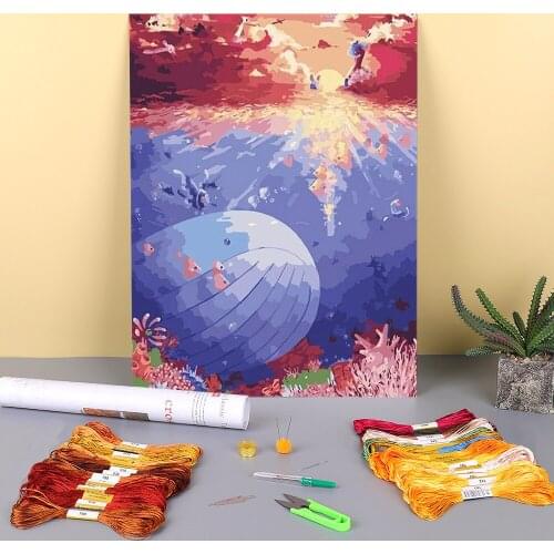 Landscape Fantasy Cartoon Printed 11CT Cross Stitch Patterns Embroidery DMC Threads Handicraft Painting Knitting Magic