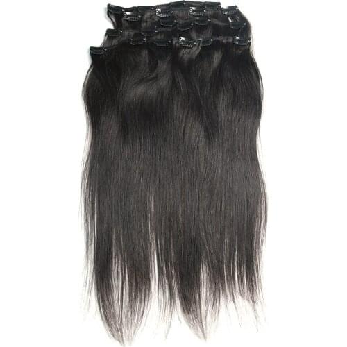 Brazilian Remy Straight Hair Clip In Human Hair Extensions Natural Color 120G/Set 10-24 Inch Full Head Clip-Ins 8 Pcs/Set