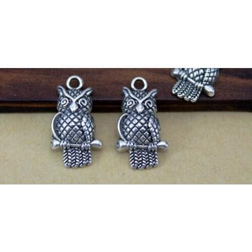 20pcs/lot Tibetan Silver spacer Owl pendant Loose Bead Spacer Beads Connectors for DIY Jewelry Making bracelet fg4d