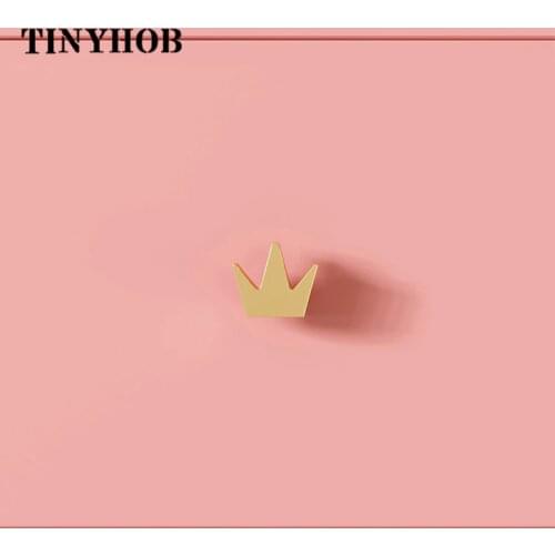 Crown Shape Knobs Gold Dresser Handles Nordic Childrens Cabinet Door Pull Solid Brass Chest of Drawers Furniture Hardware