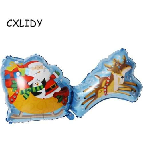 Santa Claus Elk Sleigh Shaped Aluminum Balloons Festival Hall Decoration Aluminum Balloons Christmas Party Supplies aa064